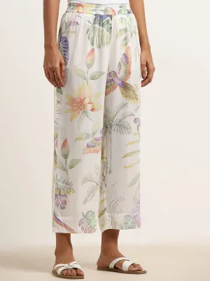 Utsa Multicolour Foliage Printed High-Rise Palazzos