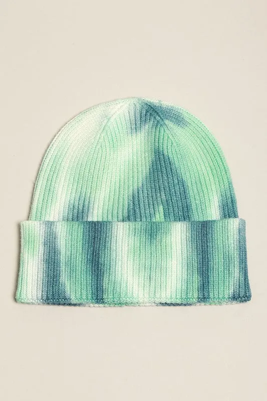 Women's Retro Ribbed Tie Dye Beanie Hat