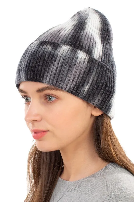 Women's Retro Ribbed Tie Dye Beanie Hat