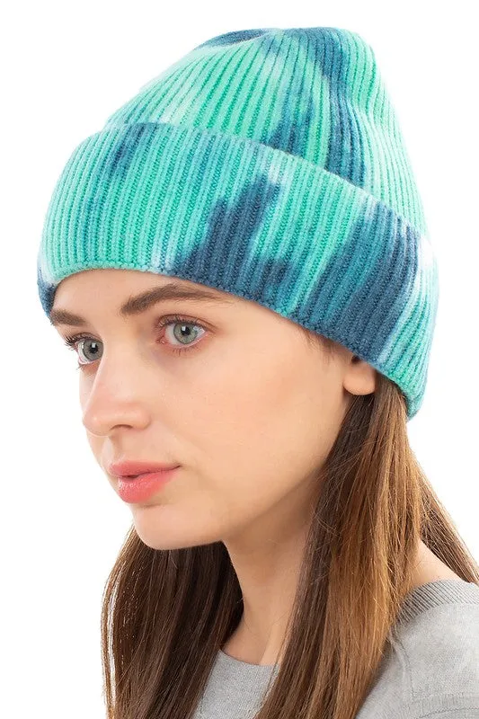 Women's Retro Ribbed Tie Dye Beanie Hat