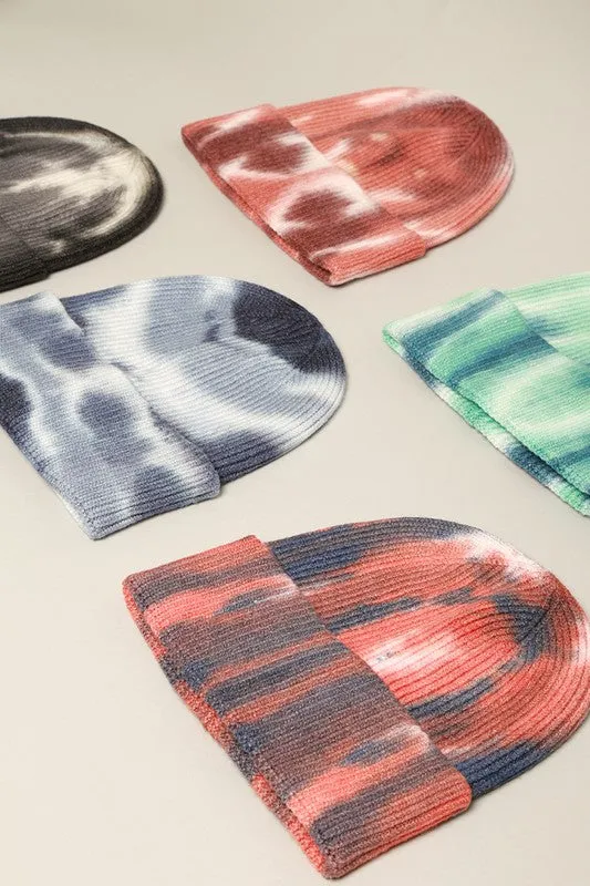 Women's Retro Ribbed Tie Dye Beanie Hat